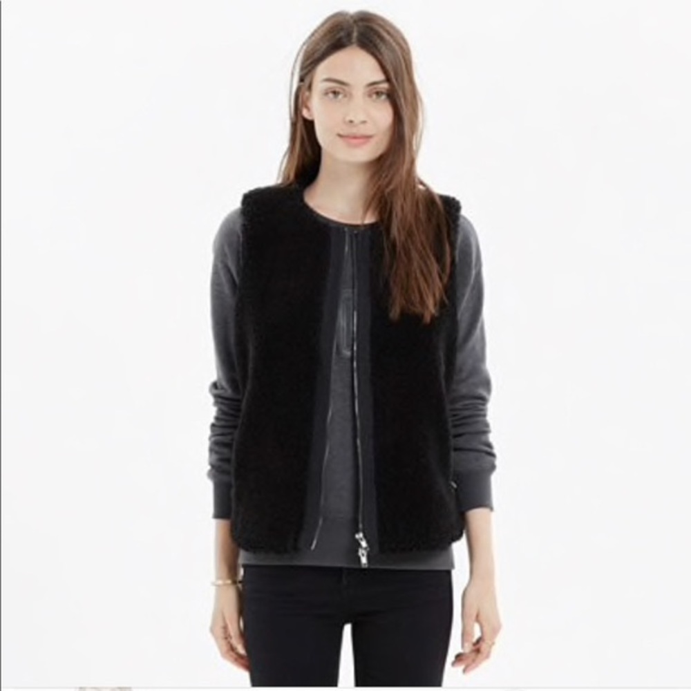 Madewell black faux Sherpa vest